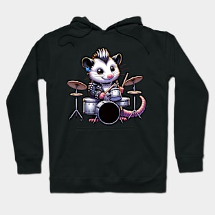 Punk Rock Opossum Drummer Hoodie